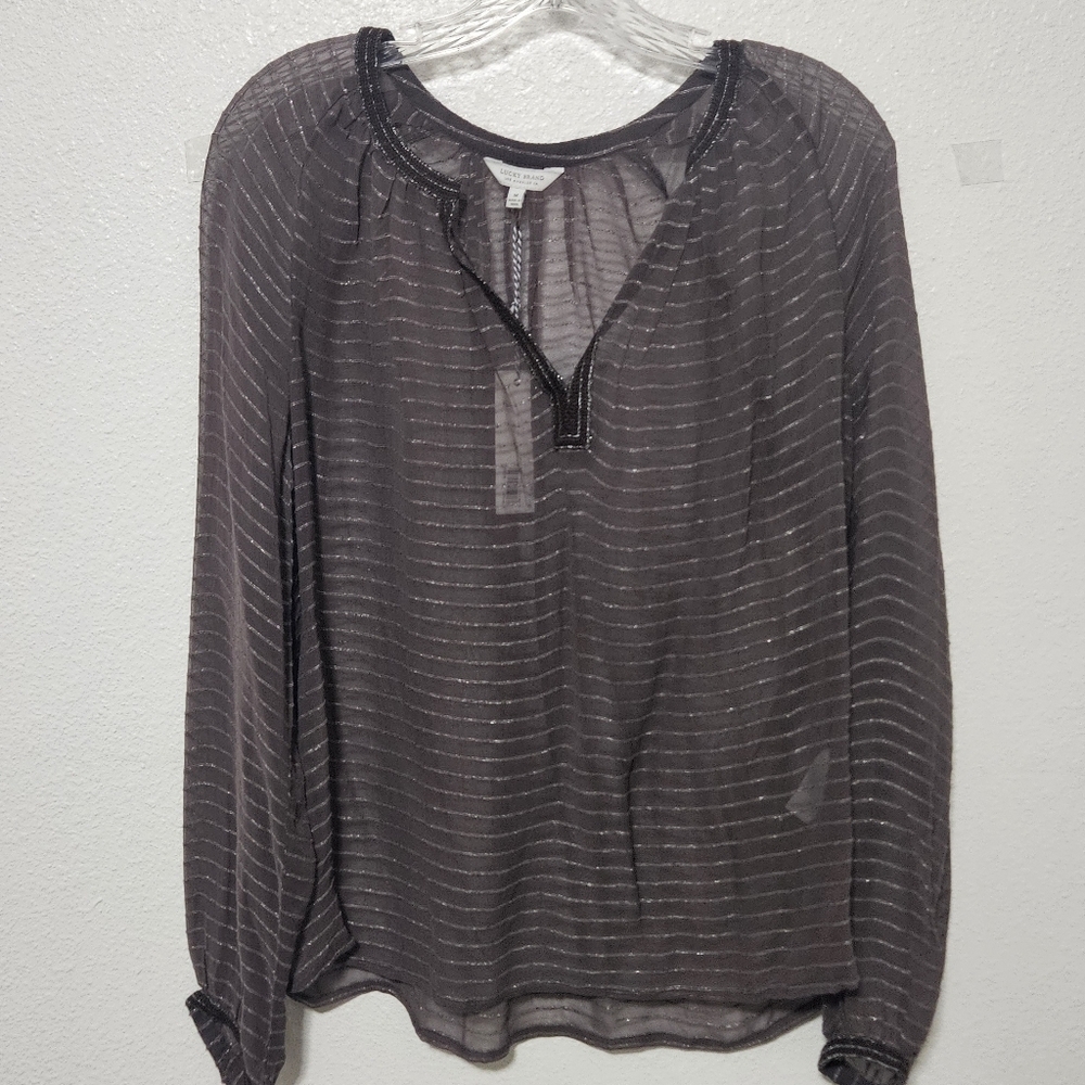 NWT Lucky Brand sheer with silver details size medium